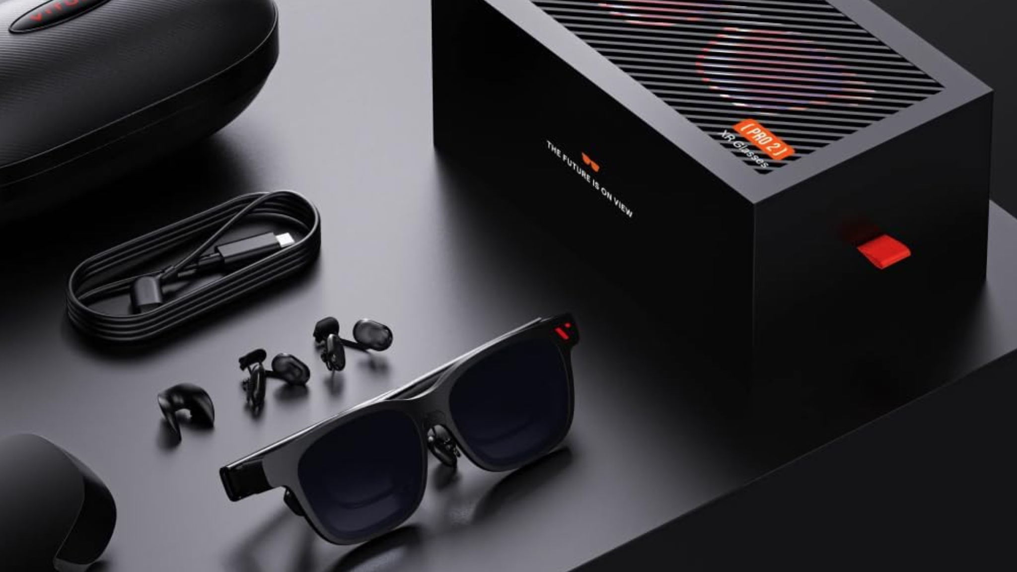 a pair of sunglasses with xr hardware