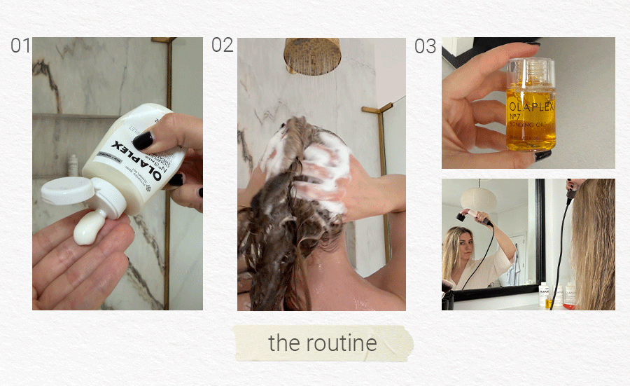 Shannon Lawlor using an Olaplex hair routine