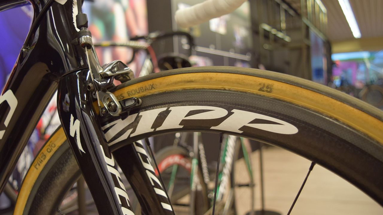 Terpstra won the race on the famous FM Paris-Roubaix cotton tubulars, in a 25mm width