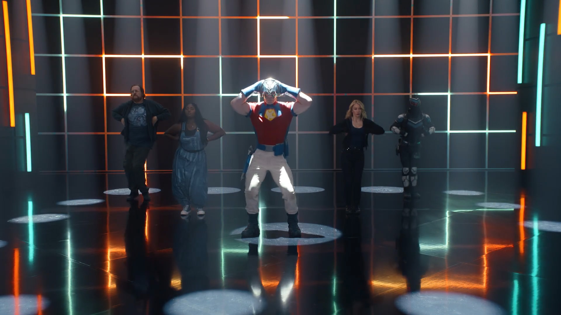 Some of the Peacemaker cast dancing during season 2's opening credits sequence