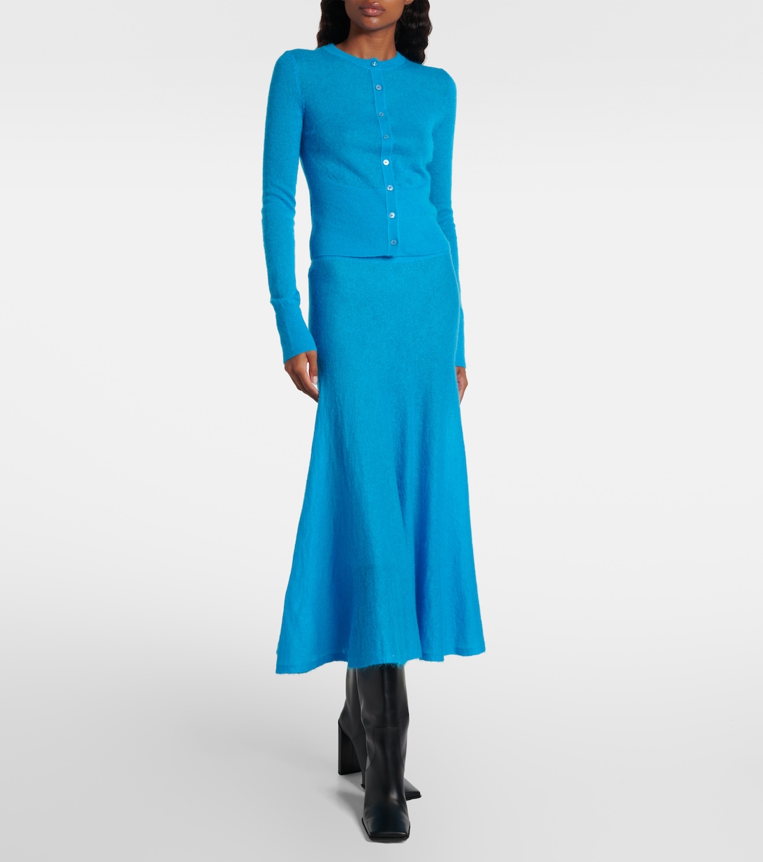 Circle Mohair and Wool-Blend Midi Skirt