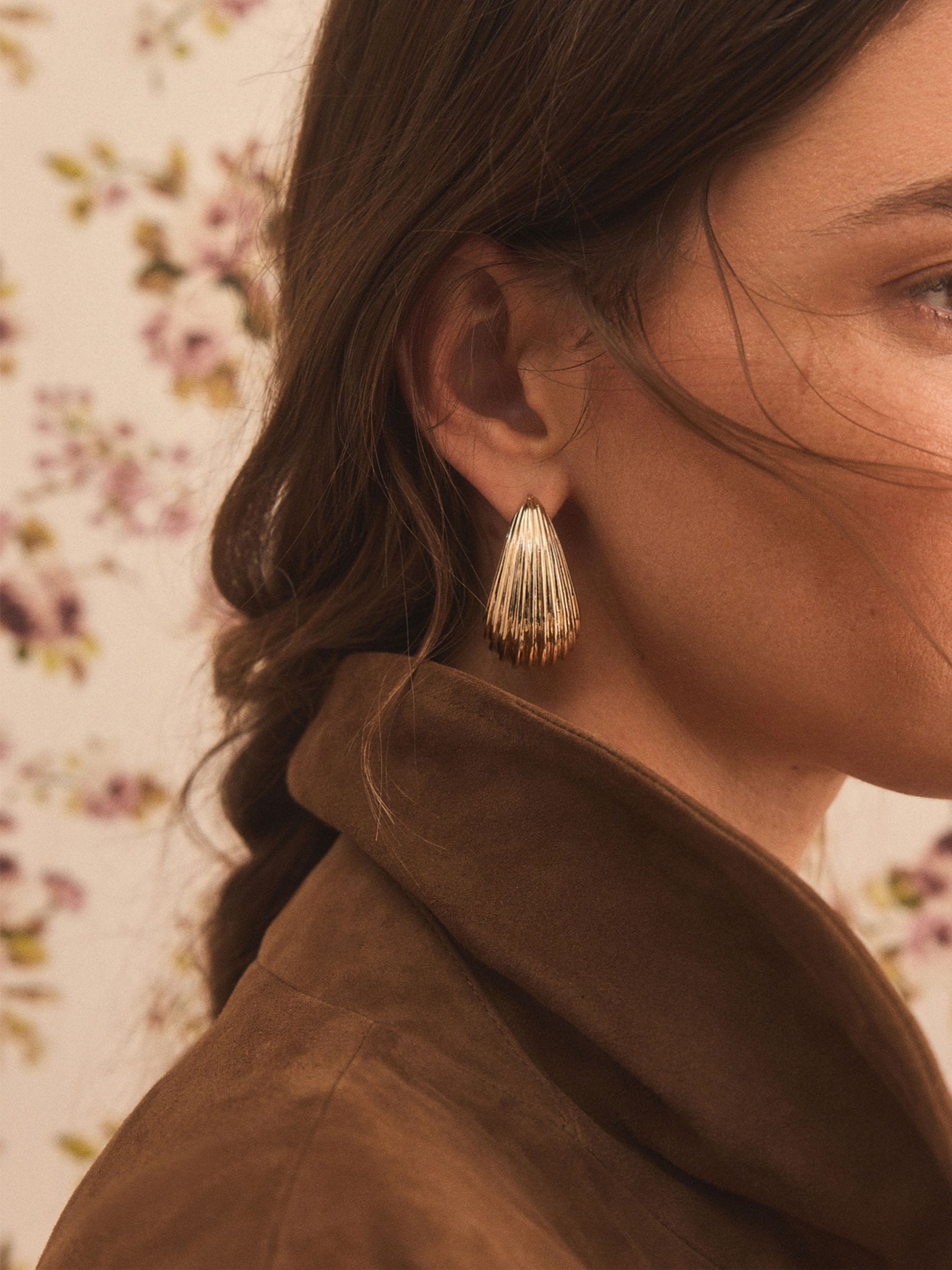 Gold Tone Tabitha Simmons X Next Copper Ridged Hoops Earrings