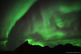 Astrophotographer Chad Blakley sent in a photo of an aurora display seen over a small fishing village on the Lofoten archipelago of Norway. Image taken Oct. 8, 2013.