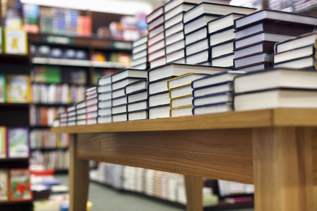 Books at a bookstore.