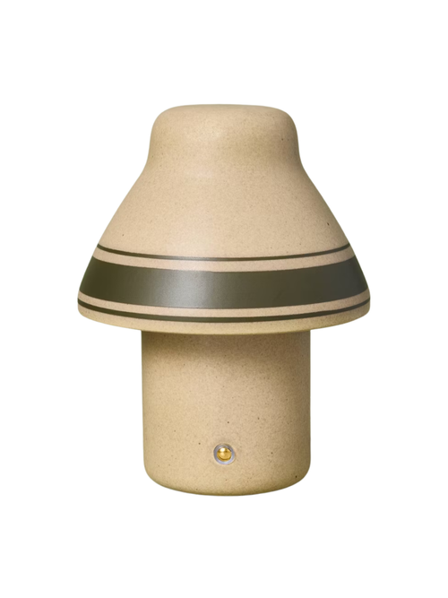 Mini Portable Ceramic Green Striped Table Lamp 