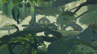 A forest level in Risk of Rain 2's Seekers of the Storm DLC