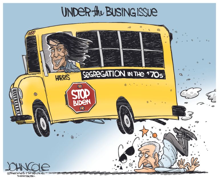 Political Cartoon U.s. Kamala Harris Joe Biden Busing Segregation 