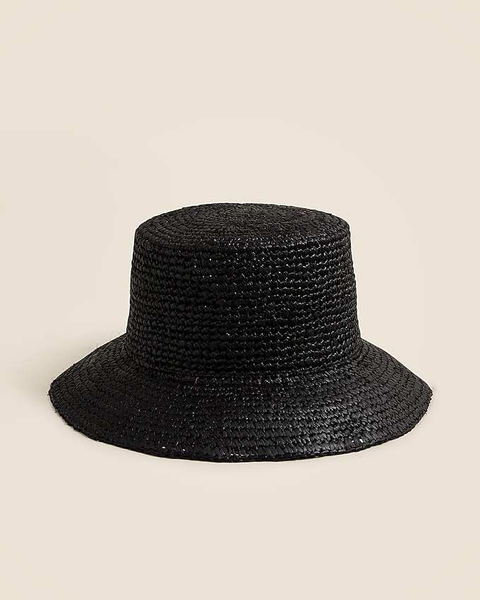 Wide-Brim Raffia Bucket Hat
