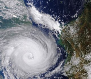 Cyclone Idai seen from space on March 13, 2019, west of Madagascar and heading for Mozambique.