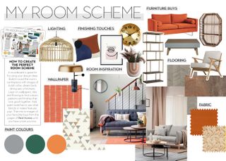 Moodboard for a living room decorating scheme