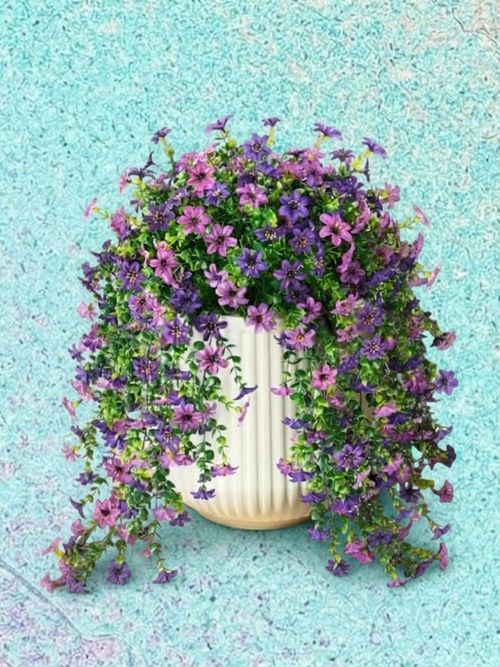 Artificial Fake Hanging Flowers Plants, 2 Pcs Faux Silk Daisy With Eucalyptus Leaves