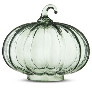 Harvest Green Glass Pumpkin Decoration