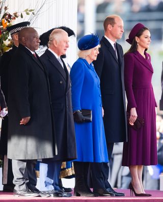 King Charles, Queen Camilla, Prince William, and Kate Middleton at the South Africa state visit