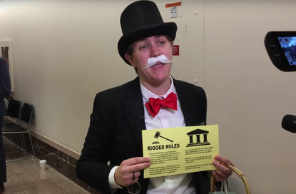 Person dressed as Rich Uncle Pennybags.