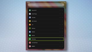 Samsung widget menu with WhatsApp highlighted