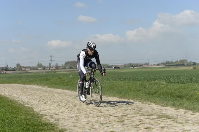 Fabian Cancellara (Trek Factory Racing) floats along the cobbles on the Orchies sector