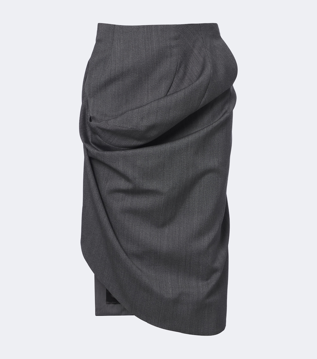 Draped Asymmetric Virgin Wool Midi Skirt in Grey - Victoria Beckham