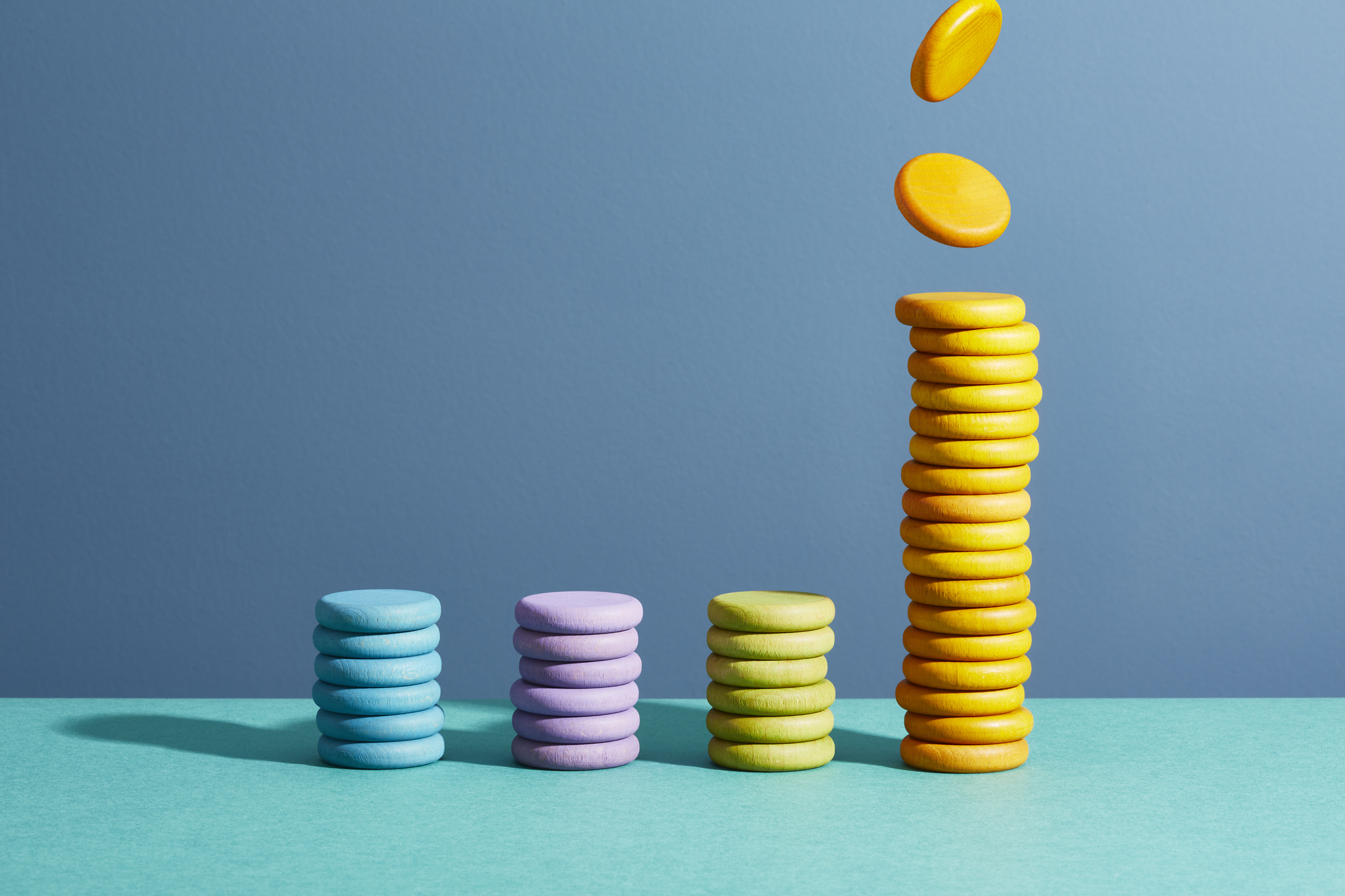 Cash ISA concept with coloured coins