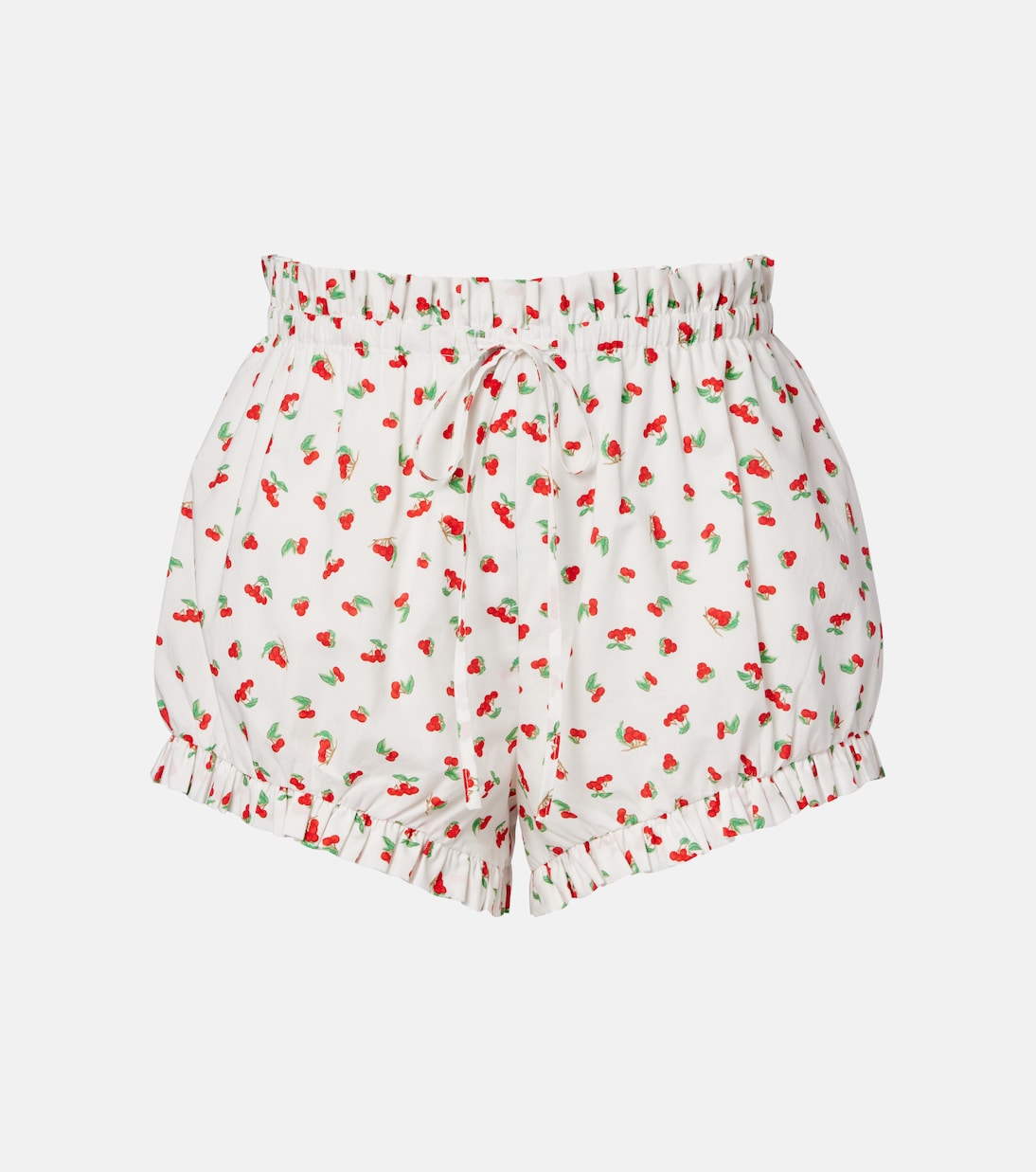 Delia Printed Cotton Shorts in White - Posse