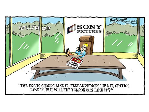 Editorial cartoon North Korea Sony movie hack