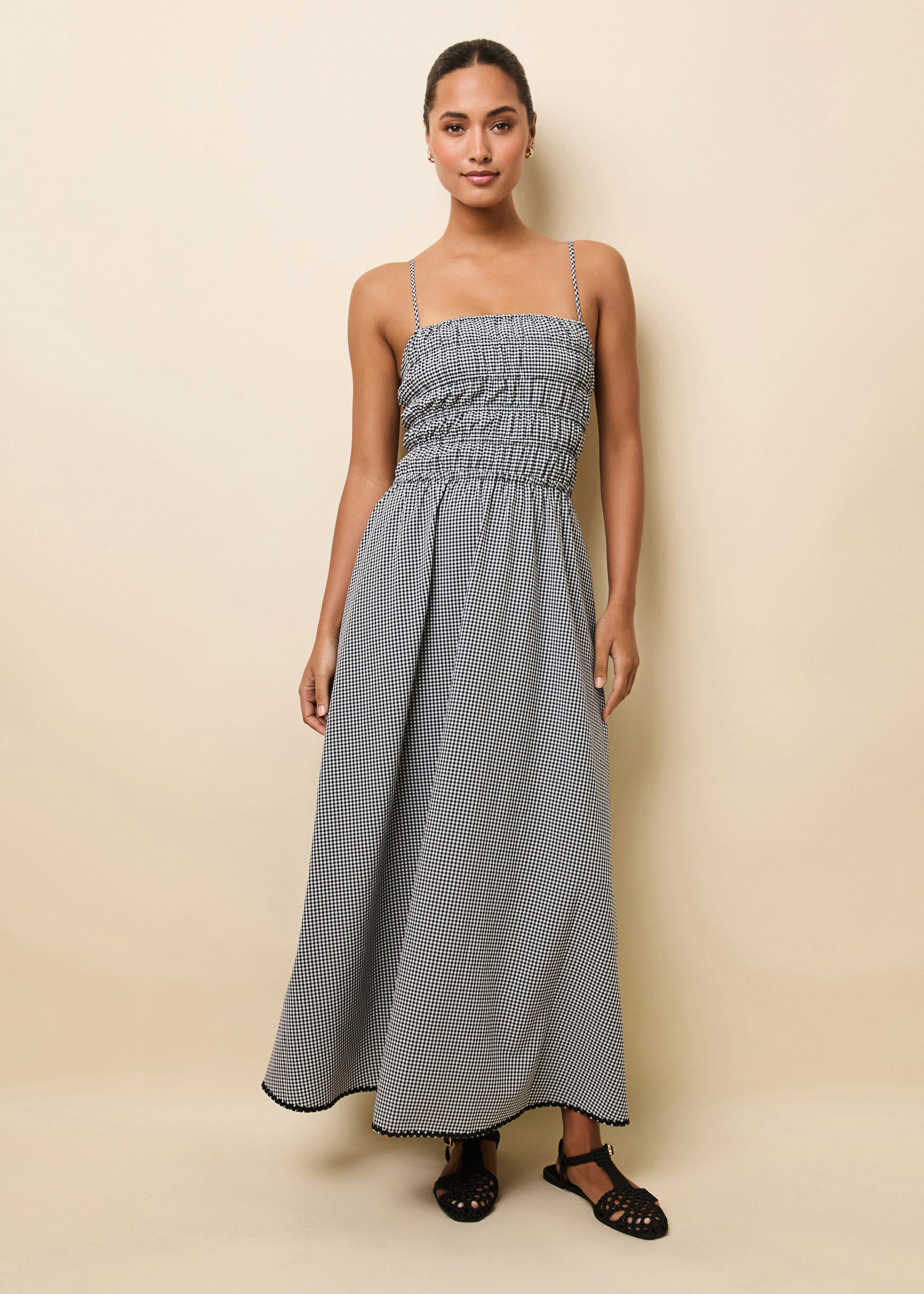 Delta Midi Dress Noir Gingham