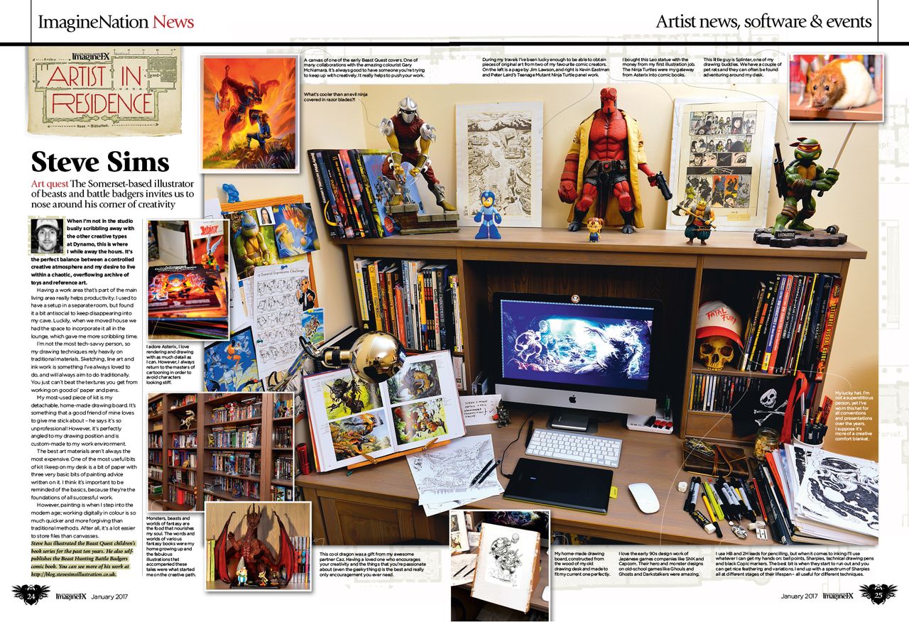 Enter the artistic lair of Steve Sims, illustrator of the popular Beast Quest books.