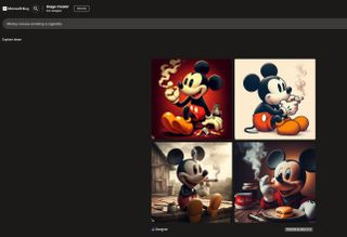 Bing Chat outputs Mickey Smoking