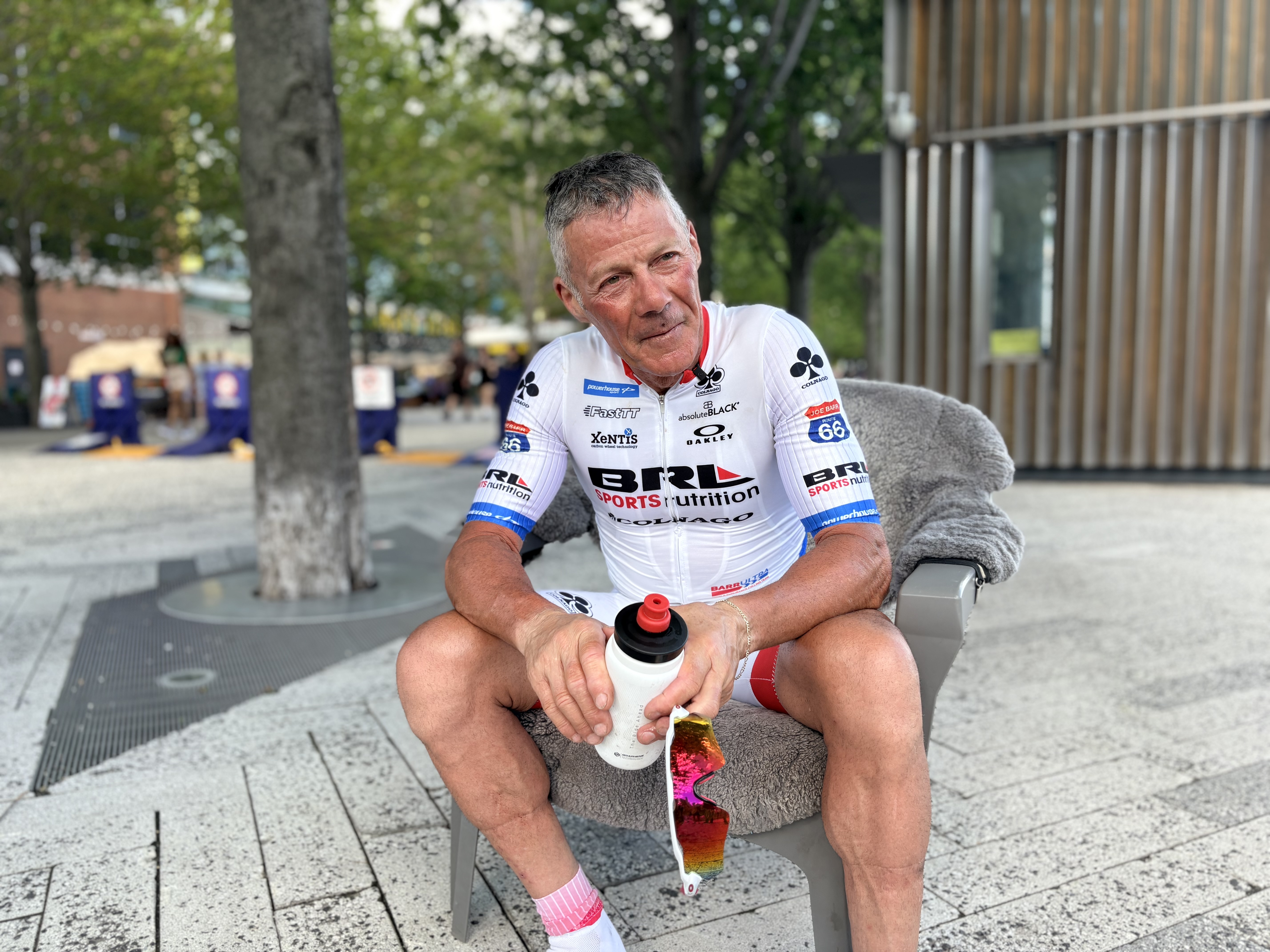Joe Barr after finishing his Route 66 record ride