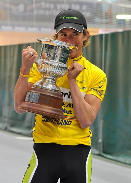 Josh Atkins (PowerNet) and the winners trophy