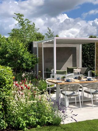 'Lower Barn Farm: Bounce Back': garden designed by Consilium Hortus at Hampton Court garden festival 2021