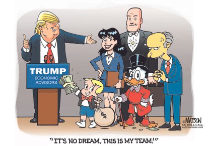 Political cartoon U.S. Donald Trump economic advisors