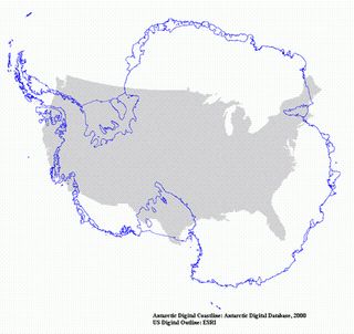 Antarctica, Land mass, square miles, United States