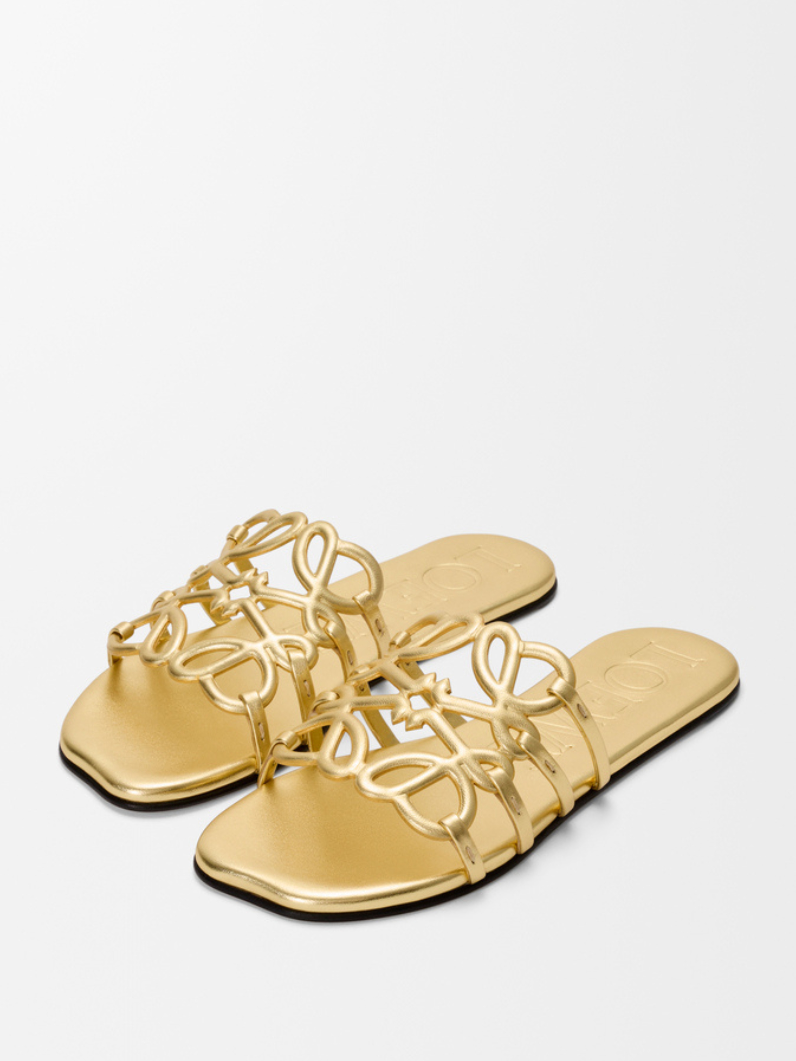 Petal Anagram Slide in Laminated Lambskin