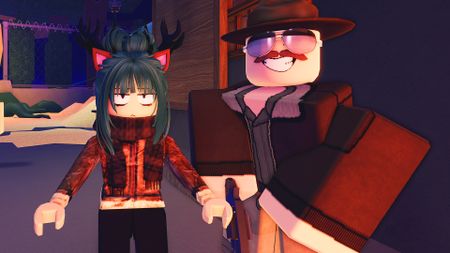 A Roblox player standing beside the Ranger in 99 Nights in the Forest