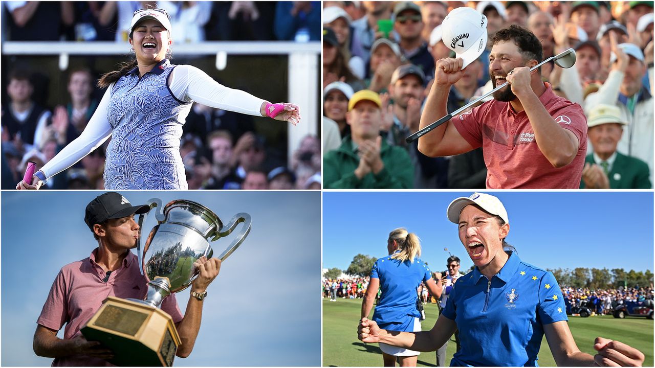 Four golfers celebrating in a montage