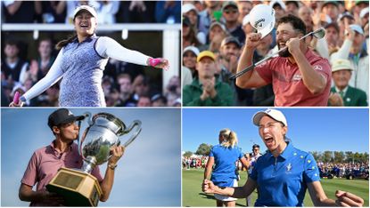 Four golfers celebrating in a montage