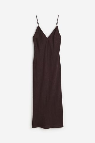 V-Neck Slip Dress in Brown