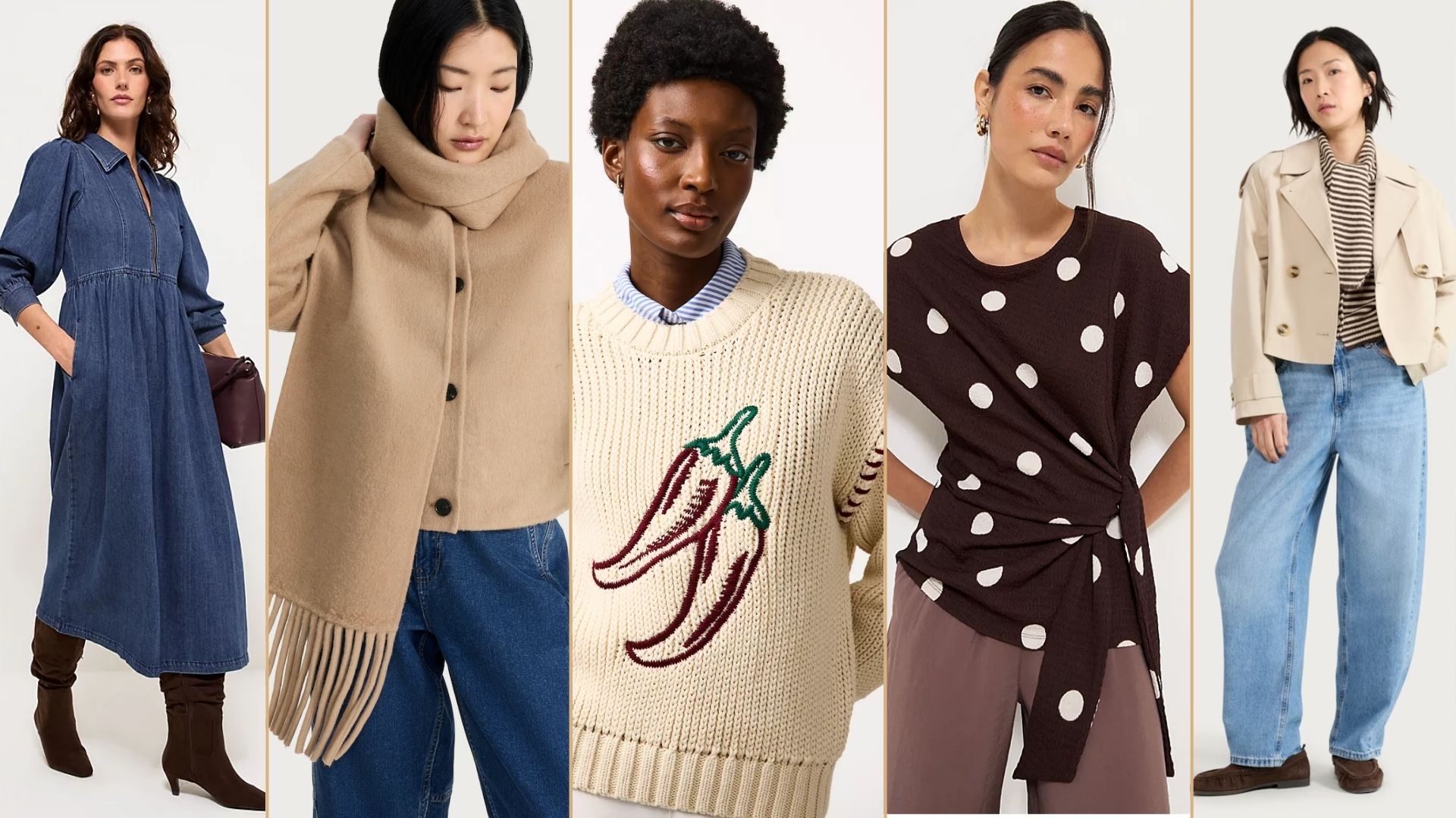 5 women in supermarket fashion