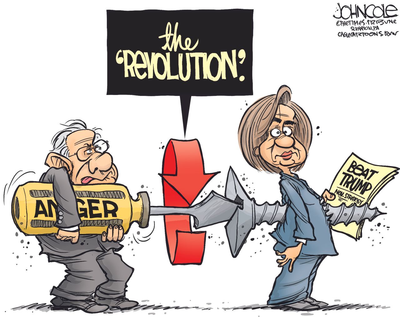 Political Cartoon U.S. Bernie Revolution 2016