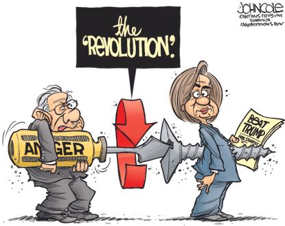 Political Cartoon U.S. Bernie Revolution 2016