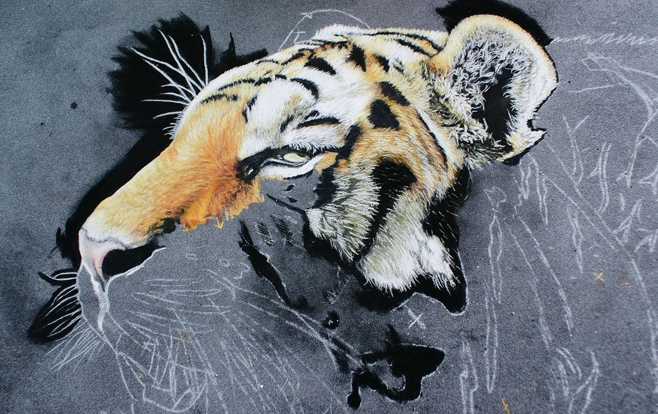 tiger painting with nose