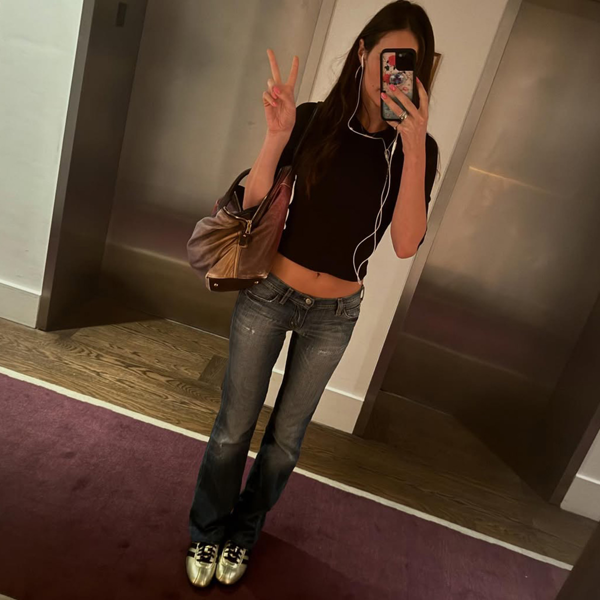 devon lee carlson wearing skinny bootcut jeans