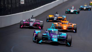 A race underway on a 2022 Indy 500 live stream