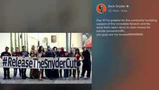 Zack Snyder's message on Vero