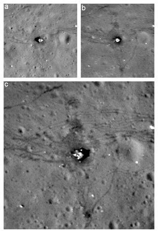 Resolution comparison between nominal orbit images of the Apollo 17 landing site and the new low orbit image.