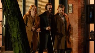 Karen Page (Deborah Ann Woll), Daredevil/Matt Murdock (Charlie Cox) and Foggy Nelson (Elden Henson) in Marvel Television's DAREDEVIL: BORN AGAIN