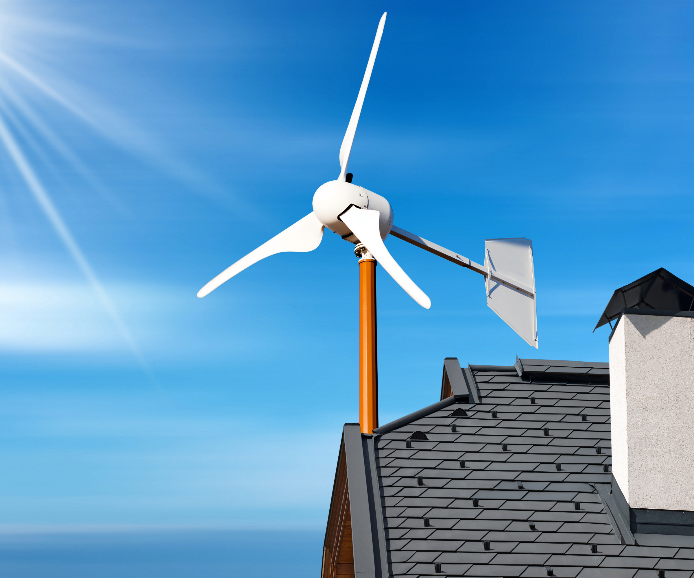 Small wind turbine on a roof