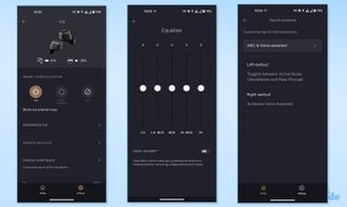 Bowers & Wilkins Music app screenshot showing controls for the Pi8 wireless headphones