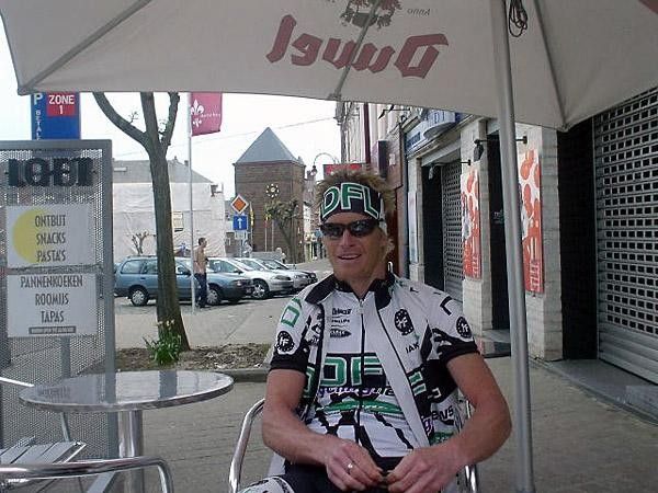 Kane enjoys a coffee at the loft - what is it with these guys and funky headwear?