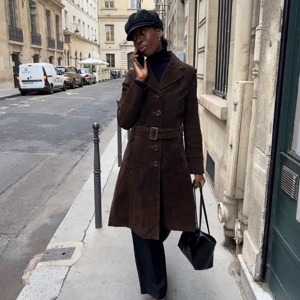 An image of @sylviemus_ wearing one of the key French winter shoe trends. 